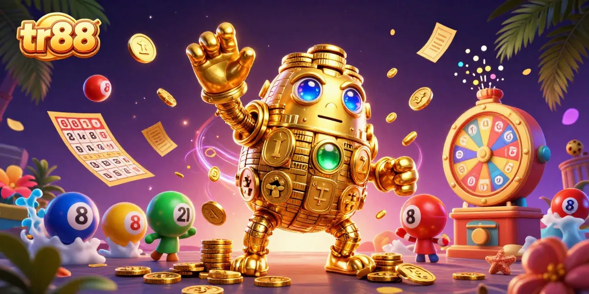 Engage in thrilling gameplay with tr88's vibrant 3D illustration featuring dynamic casino elements.