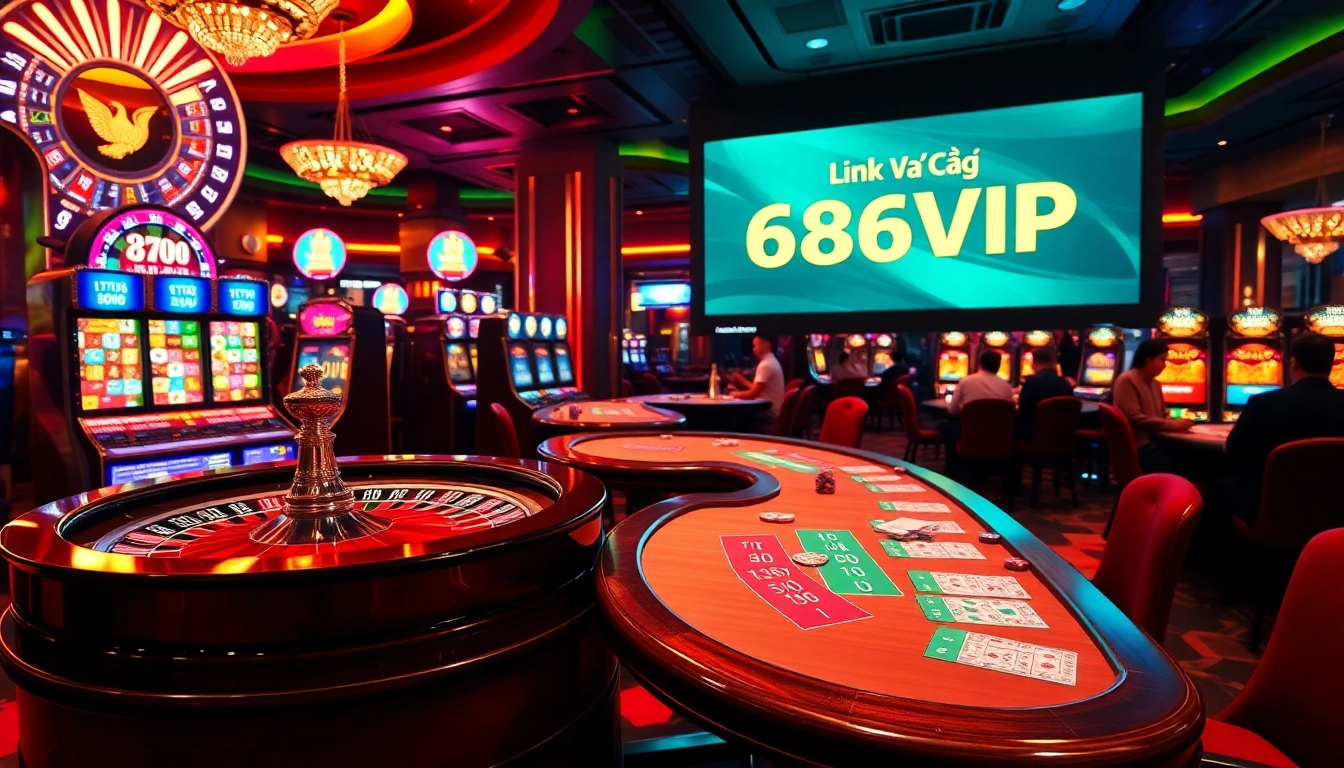 Engaging with the Link Vào Nhà Cái 68VIP while playing at vibrant casino tables filled with excitement.