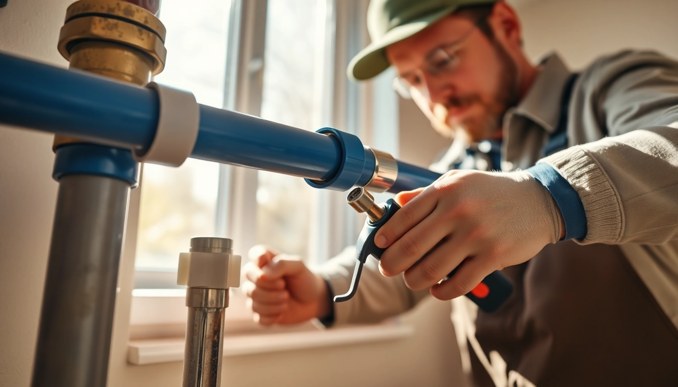Showcasing whole house repiping services St Petersburg FL, a plumber examines old and new piping systems.