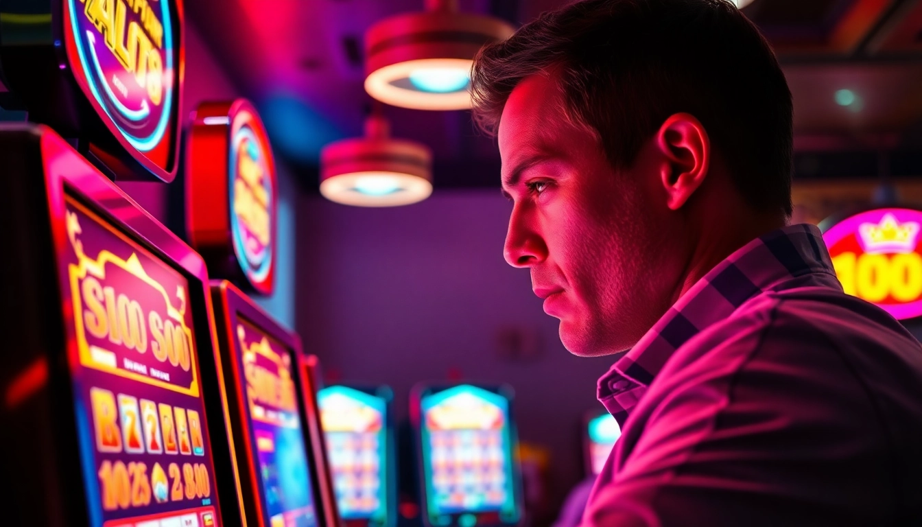 Menggambarkan pengalaman bermain pakde4d slot dengan atmosfer yang mendebarkan dan pencahayaan yang cerah.