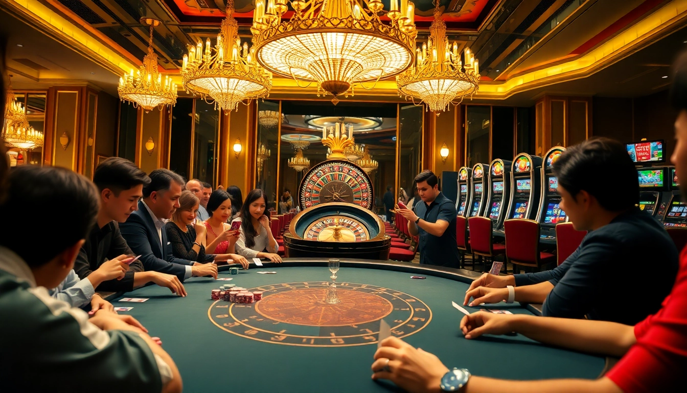 Players enjoying a thrilling poker game and roulette at 789BET casino.