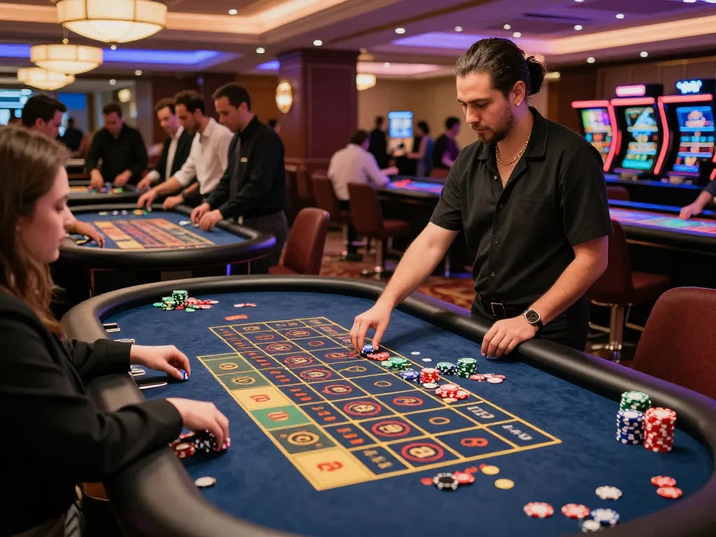 Experience thrilling gameplay with giường bệnh nhân at bustling roulette tables in a vibrant casino atmosphere.