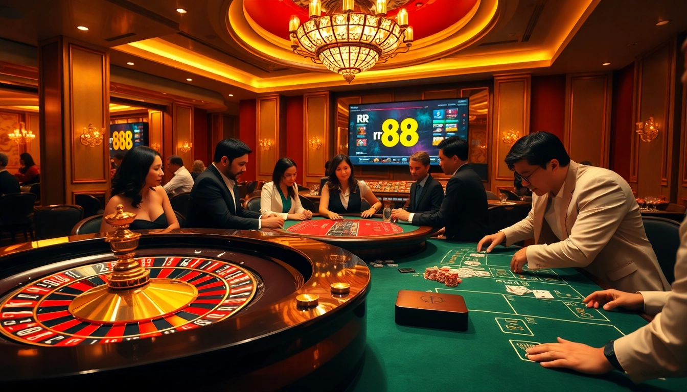 Engaged players enjoying the thrill of rr 88 casino games at a luxurious gaming table.