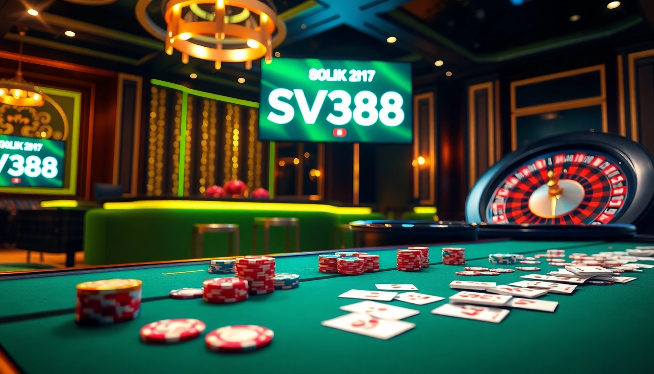 Engaging online gambling scene showcasing the SV388 link with vibrant casino elements and excitement.