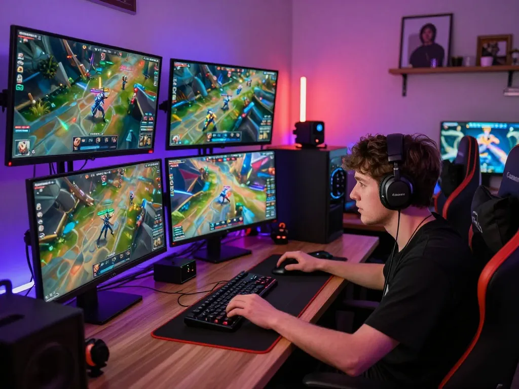 Experience exciting live gaming action with okwintv on multiple screens showcasing esports tournaments