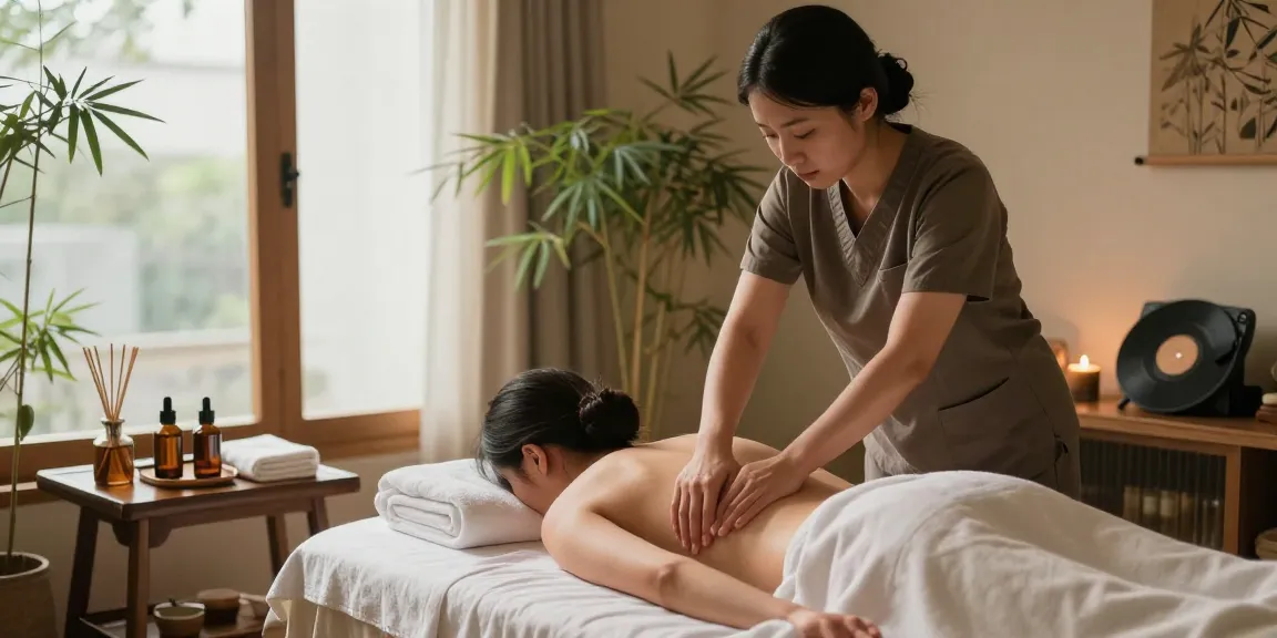 강남스웨디시 마사지 중인 전문 관리사와 고객의 아늑한 스파 공간
