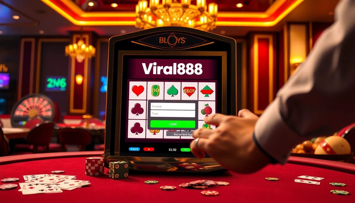 Experience the excitement of viral88 login at a vibrant casino slot machine.