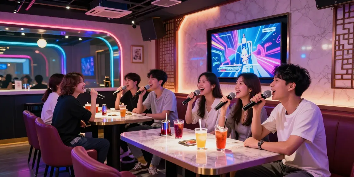 인천쓰리노에서 즐거운 분위기 속에서 노래를 부르는 젊은 손님들