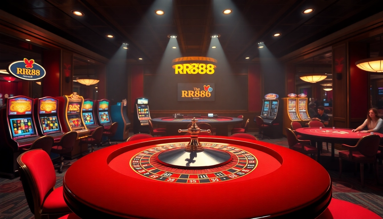 Experience the thrill of RR88 gaming with vibrant casino tables and engaging players in action.