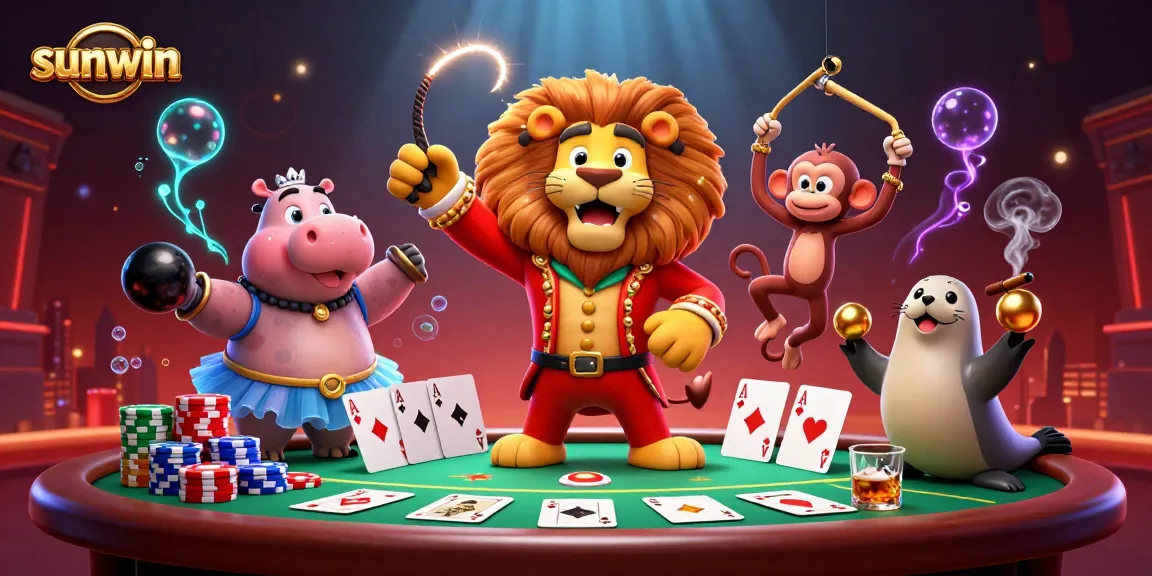 Experience thrilling gameplay at sunwin with engaging poker elements and vibrant circus characters.