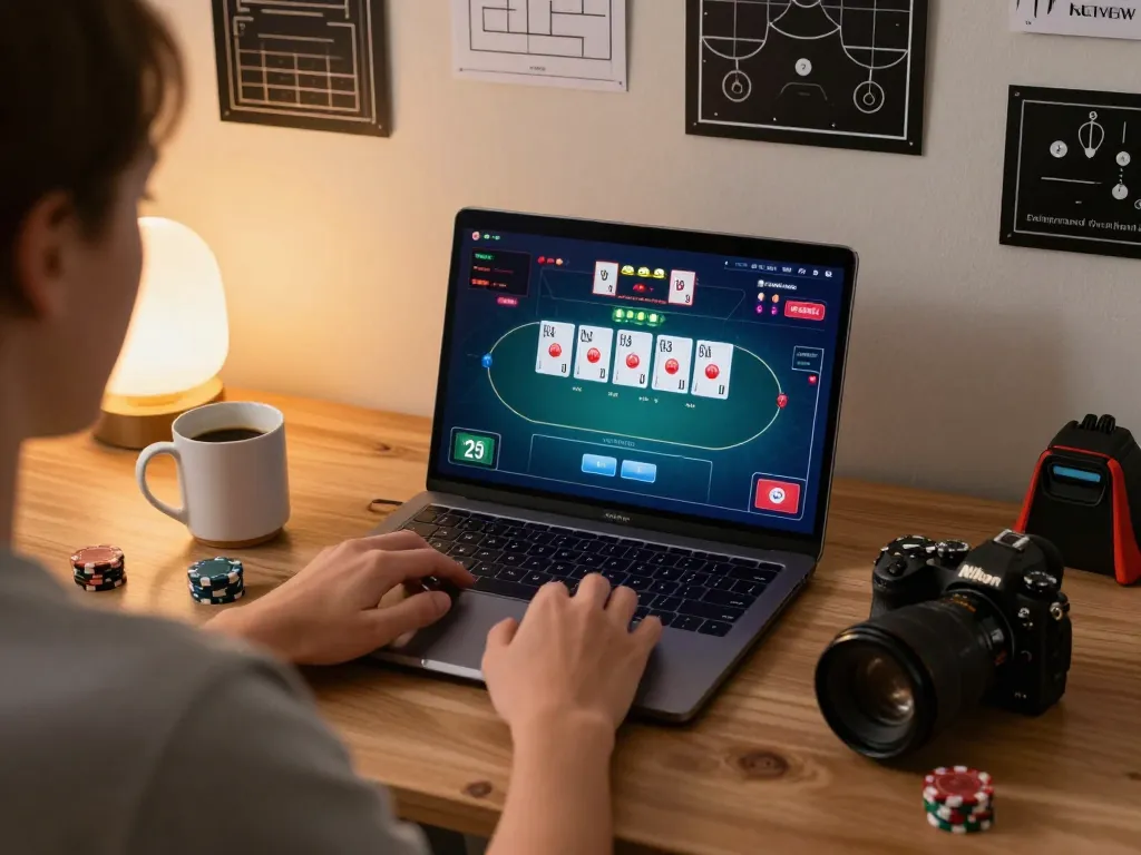 Experience the thrill of RR88 Auction with a player engaged in strategic online poker from home.