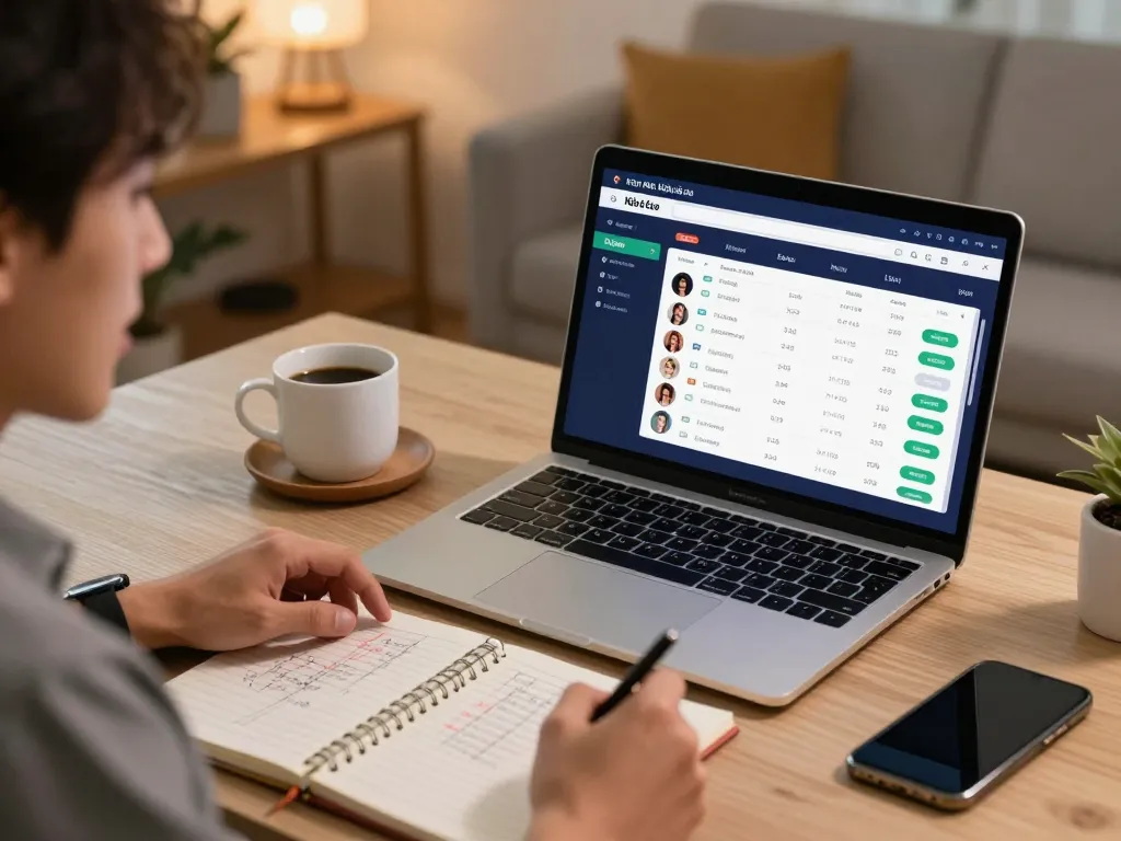 Engaged user analyzing Kèo nhà cái betting odds on laptop, surrounded by strategy notes
