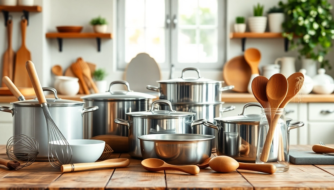 Arrange kitchenware NZ essentials attractively on a rustic table in a sunlit kitchen.