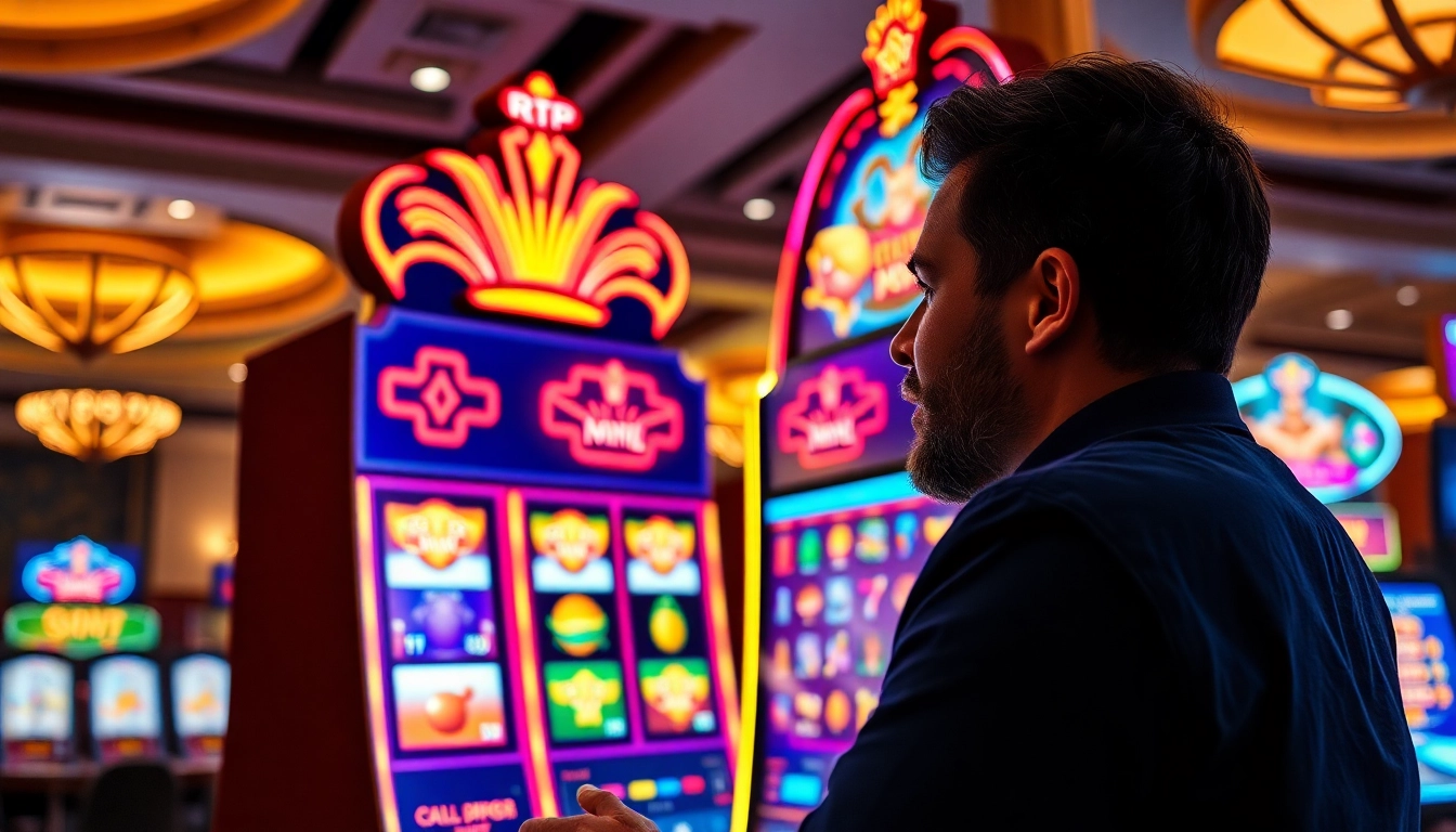 Experience the thrill of winning at a vibrant rtp slot machine in an engaging casino setting.