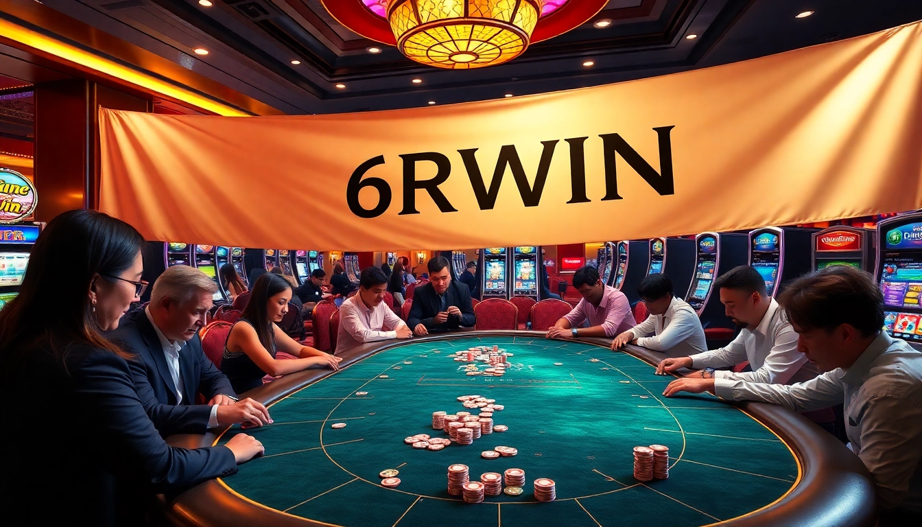 Win big at 6RWIN casino with exciting gaming tables and vibrant slot machines.