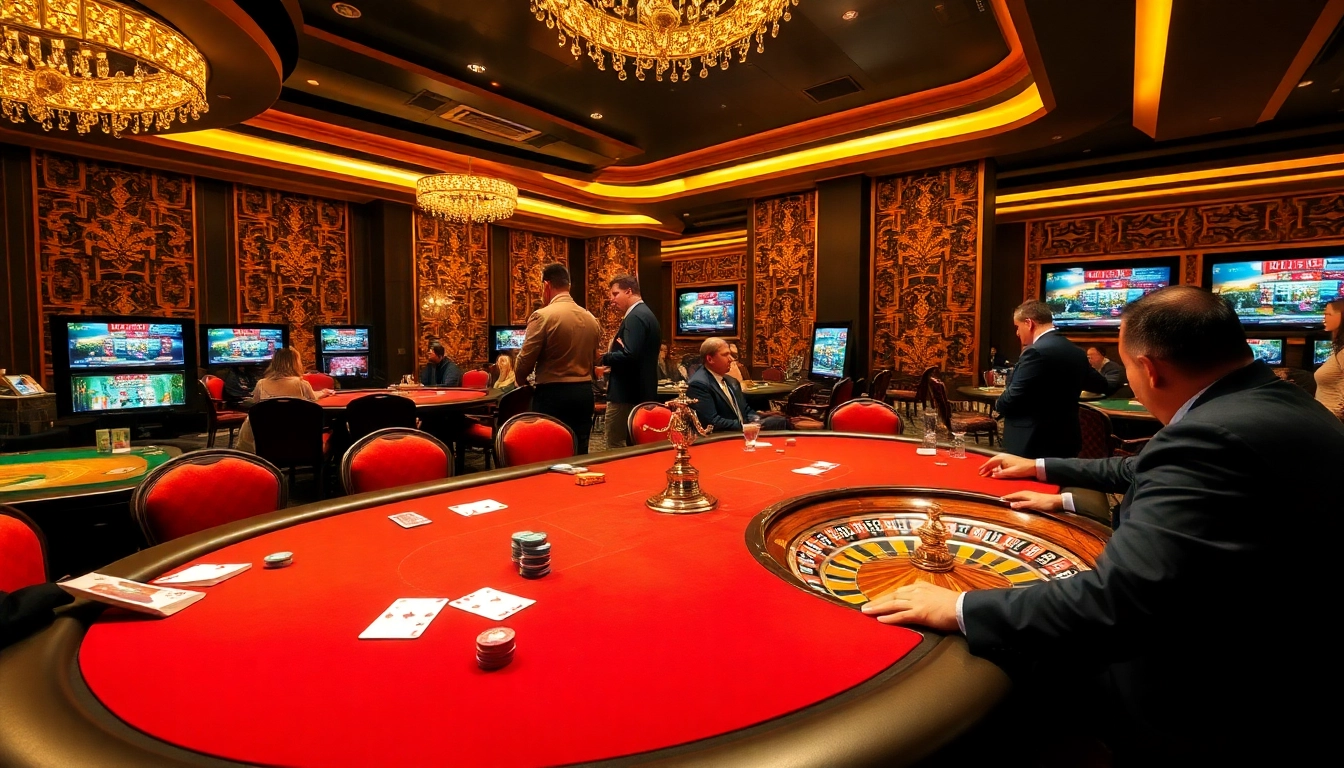 Experience thrilling gameplay at https://co88.vin/ with a vibrant casino scene featuring poker and roulette.