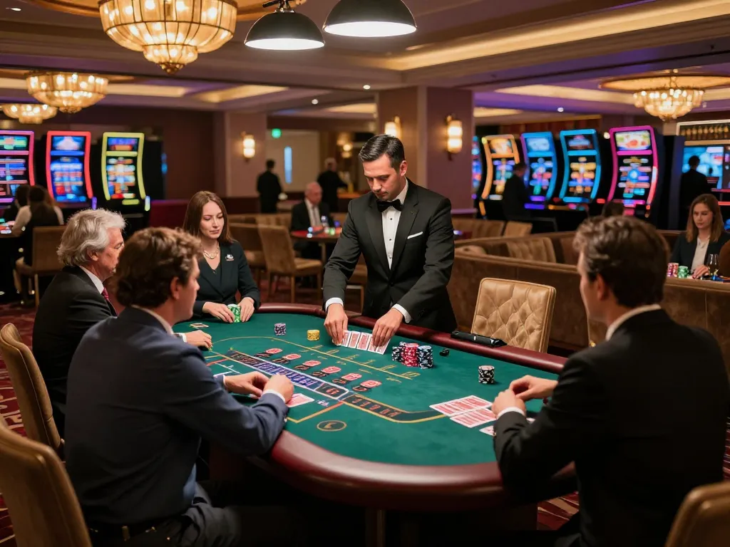Play blackjack at nhà cái 888VI with players strategizing at an elegant table.