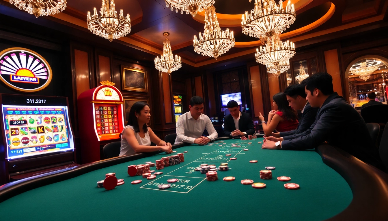 Liên minh KJC offers a thrilling casino experience with high-stakes poker, vibrant chips, and spinning roulette.