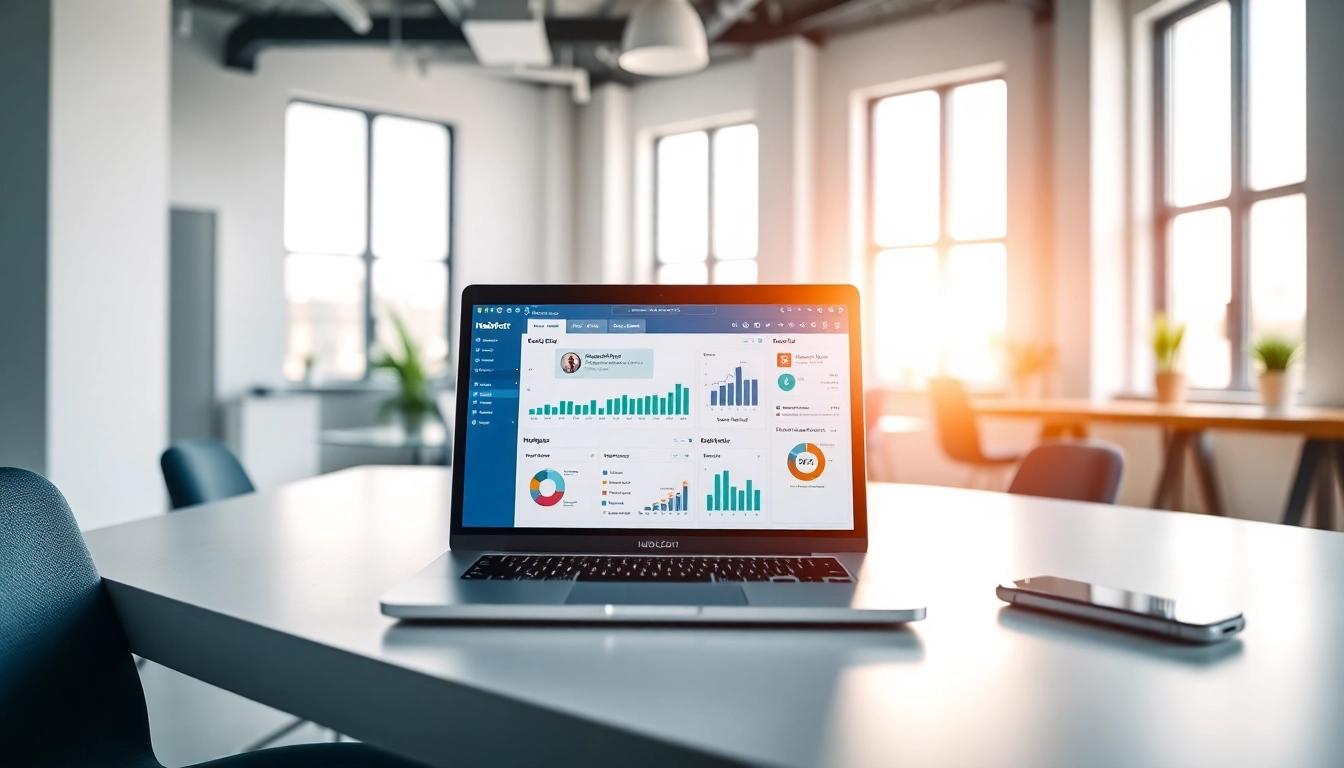 Visualizing hubspot crm free in a professional workspace, showcasing charts on a modern desk