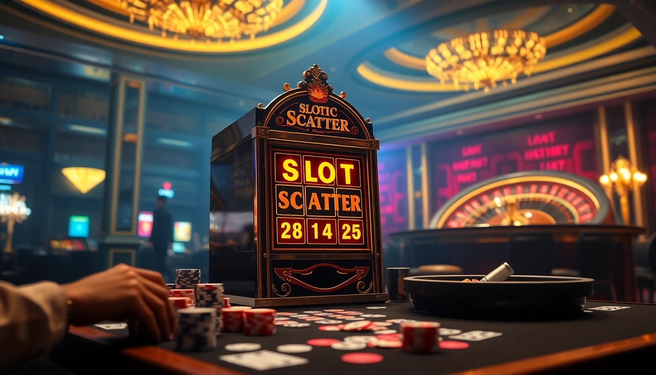 Experience the thrill of slot scatter hitam at a luxurious casino with vibrant game visuals.