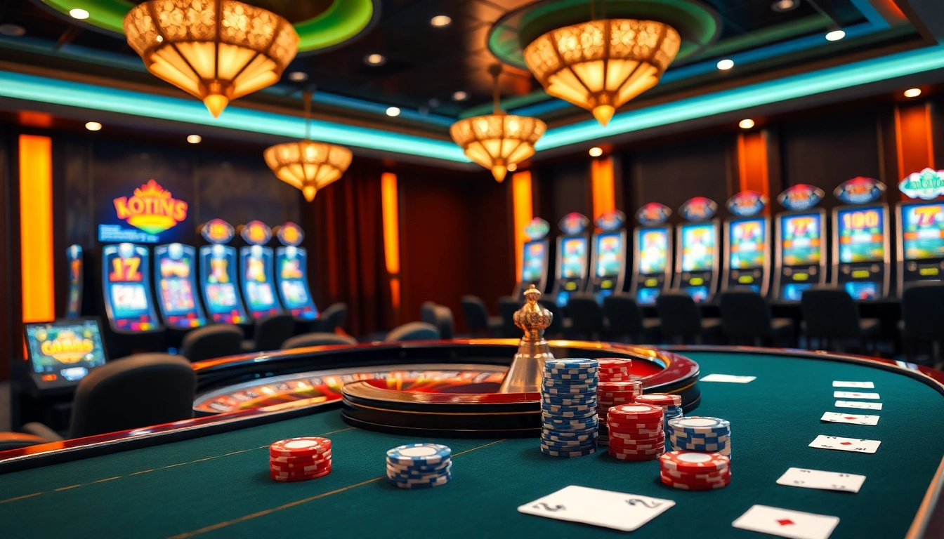 Experience the thrill of KPI4D gaming with vibrant poker tables and exciting slot machines.