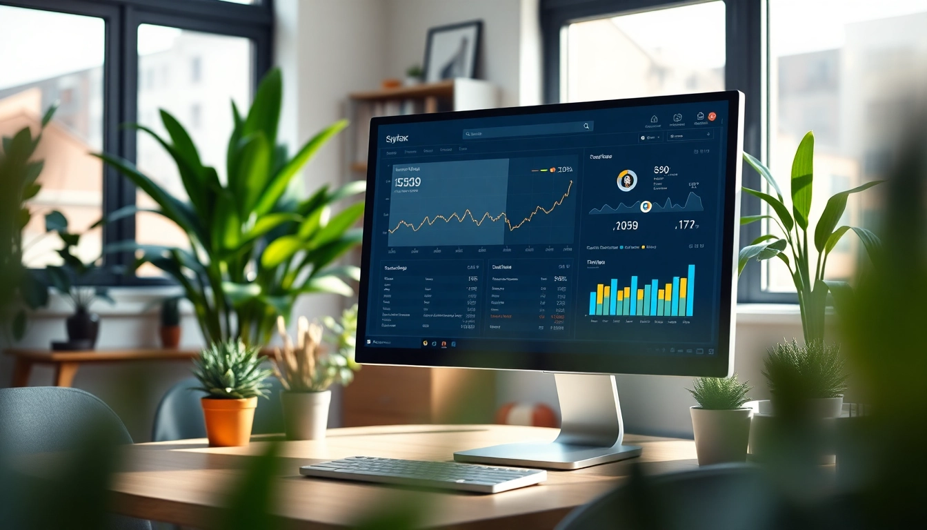 Visual representation of SEO Rank Tracker insights with graphs on a computer screen.