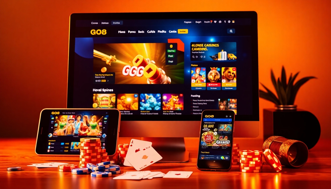 Online gambling experience featuring the GO8 platform at https://go8s.bio/ with colorful game graphics and user-friendly interface.