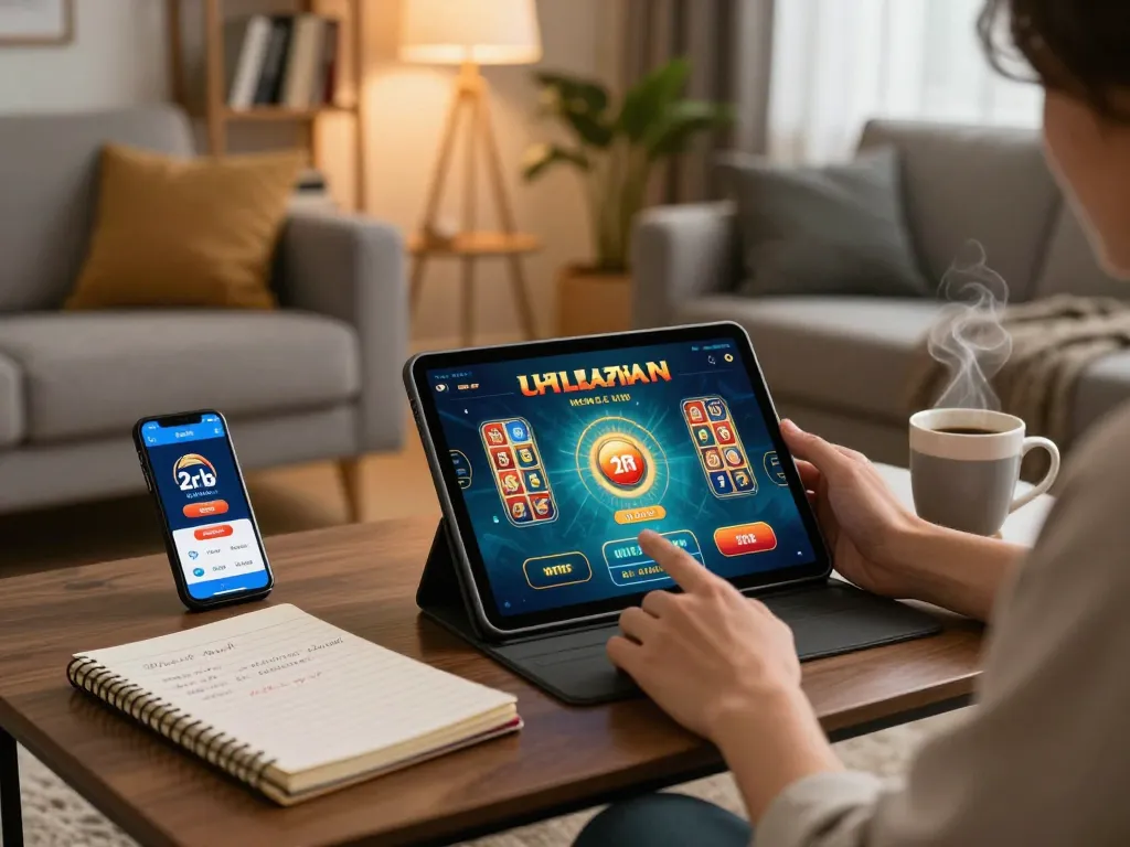 Engaging in online gaming with slot deposit 2rb app while enjoying a cozy home setup.