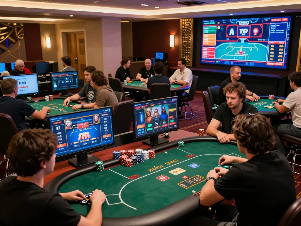 FIVE88 poker players strategizing their next move at an online casino