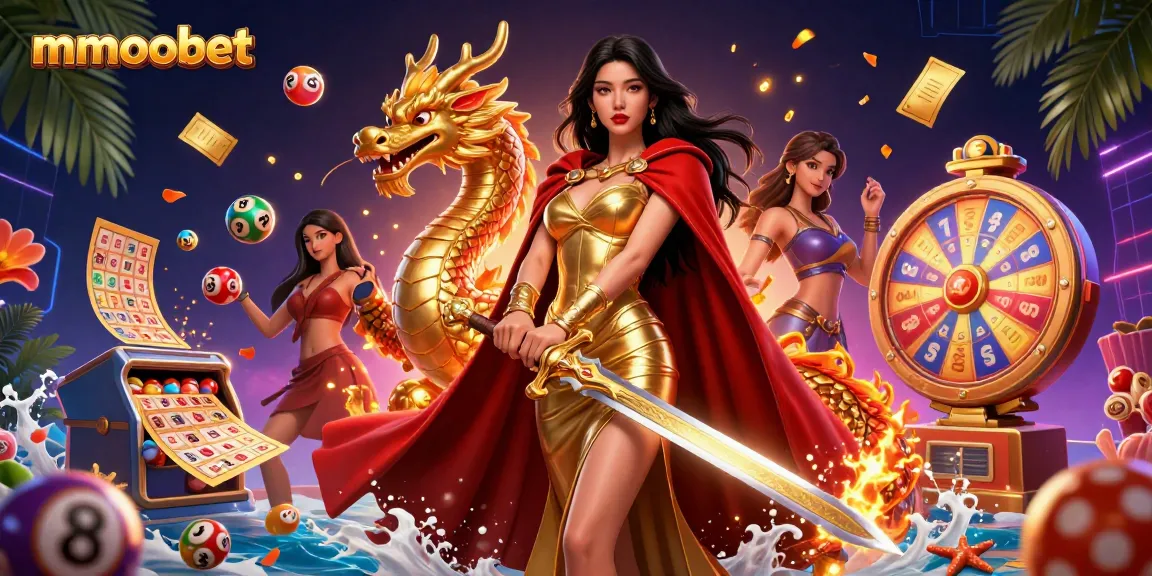 Experience thrilling gameplay at mmoobet with vibrant lottery balls and a captivating warrior queen.