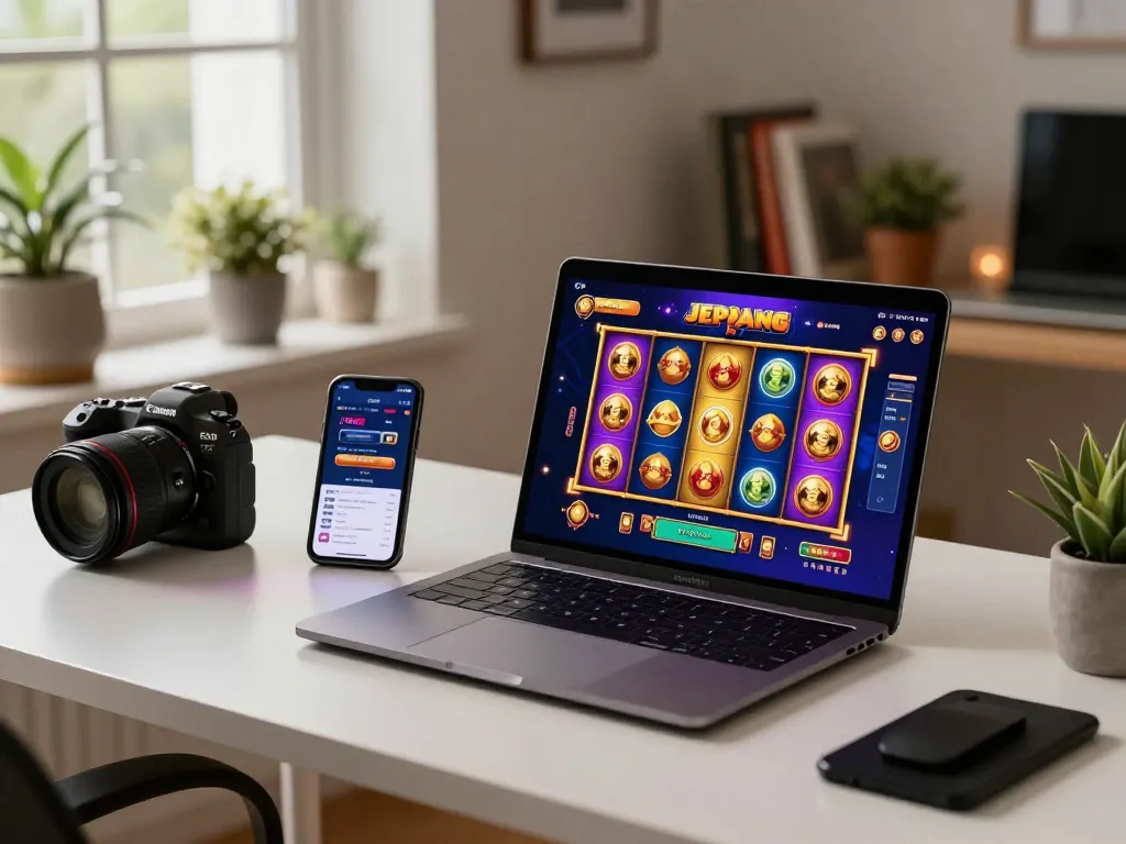Engaging gameplay on a vibrant slot jepang online interface, showcasing a modern home setup