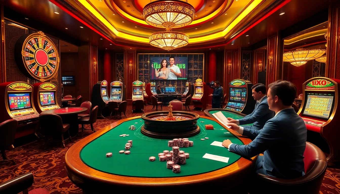 Engaging players enjoying Đăng Ký Nhà Cái 68VIP with vibrant casino elements and luxurious ambiance.