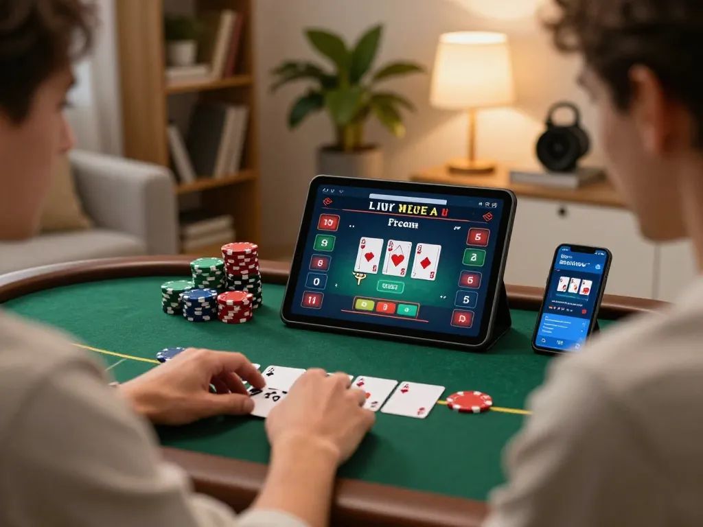 Player immersed in strategic gameplay on TG88 blackjack app in a cozy home setting.