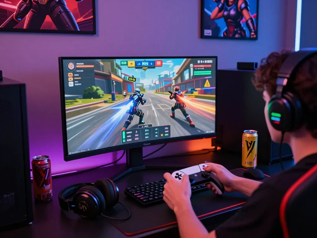 Download latest Hitclub game while enjoying an immersive gaming setup, showcasing excitement and technology.