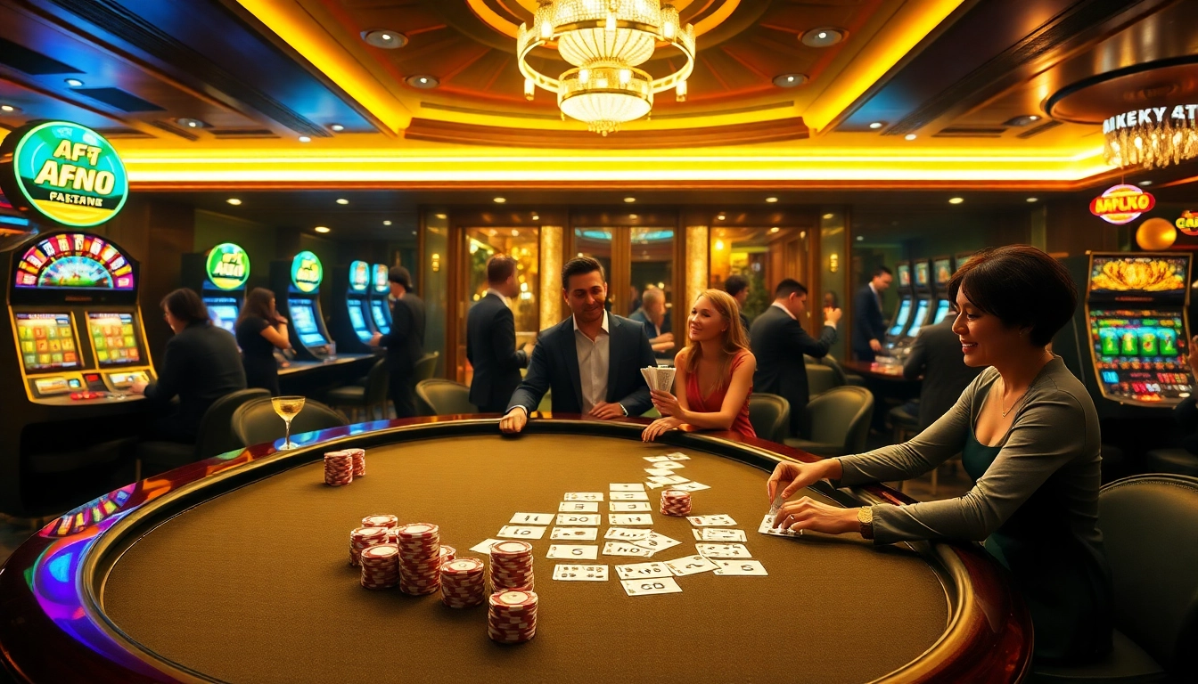 Experience the thrill of AF88 gaming at a vibrant casino with poker, slots, and roulette.