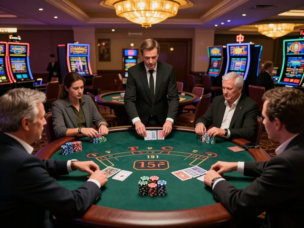 Enjoying a thrilling blackjack game at NHÀ CÁI VUA88 with stacked chips and strategic decisions.