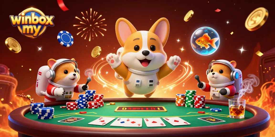 Experience exciting gaming action with winbox my in a lavish cosmic casino scene.