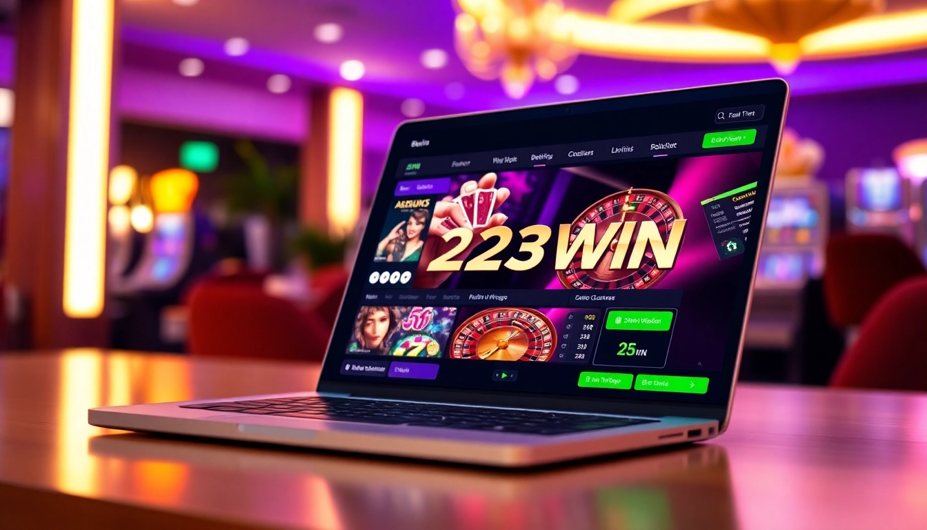 Exciting 23WIN online casino interface showcasing dynamic games and security features.