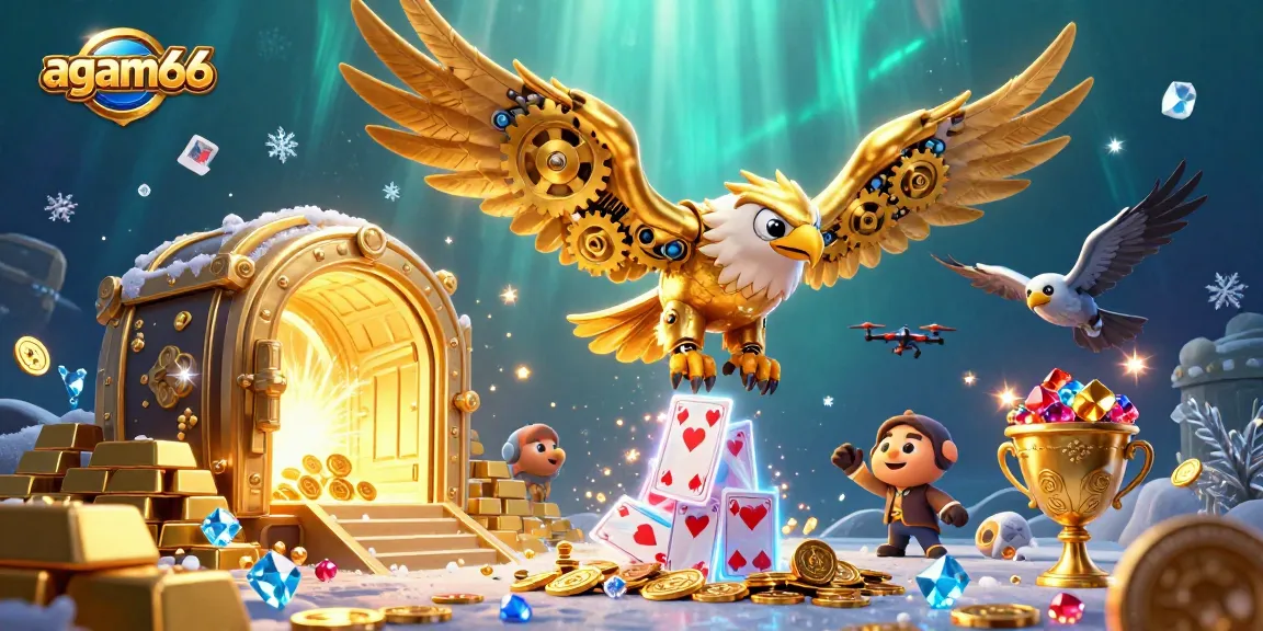 Experience thrilling wins with agam66 in this vibrant 3D casino illustration featuring arcade excitement.
