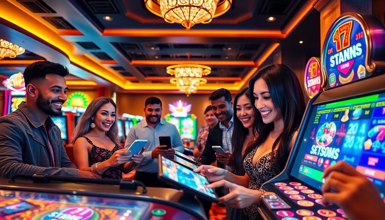 Kubet online casino players enjoying a vibrant gaming experience in a luxurious setting.