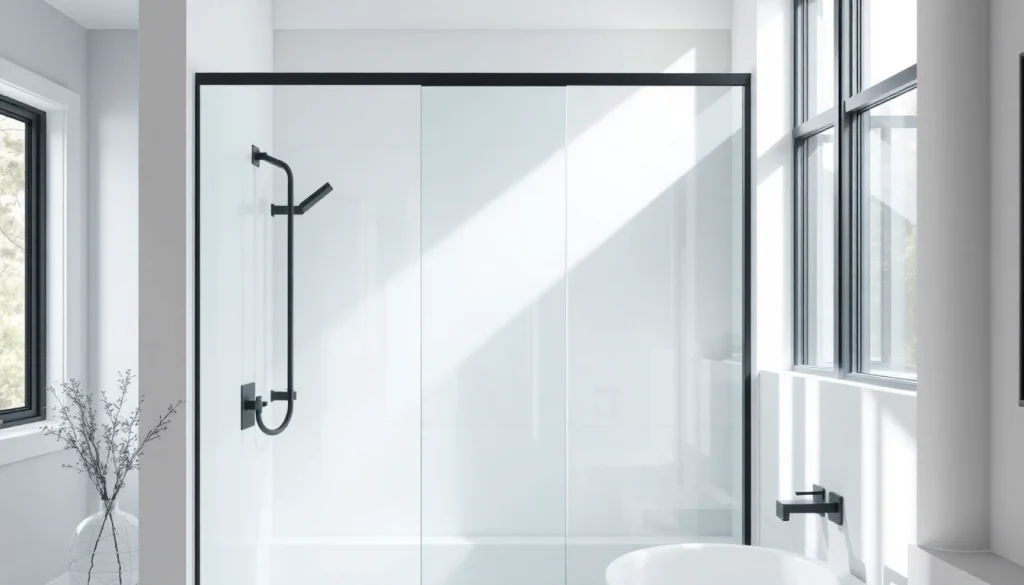 Paroi de douche sirhona dans une salle de bains moderne, avec design élégant et finition en verre chic.