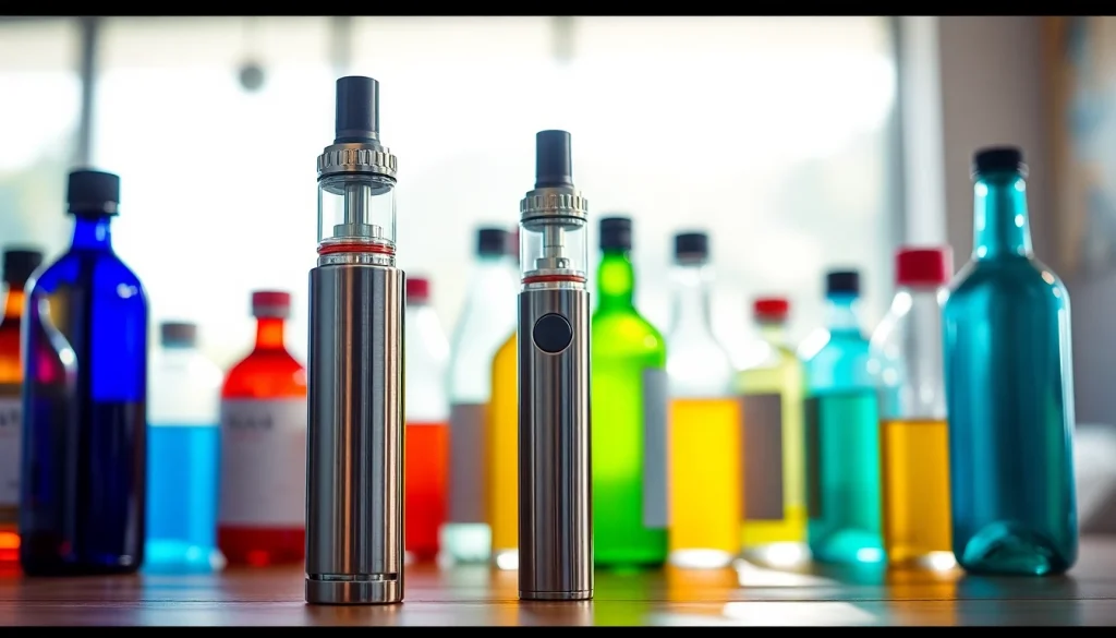 Erleben Sie die e zigarette in einer modernen Umgebung mit einer Auswahl bunter E-Liquids.