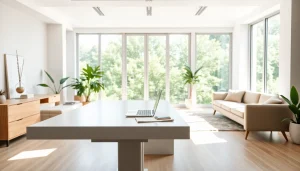 Bekijk het ontwerp van een moderne interieurstudio op https://www.stofnodig.nl met natuurlijke verlichting en minimalistische stijl.