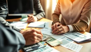 신용카드 현금화를 위한 재무 상담 중인 전문가와 고객의 손.