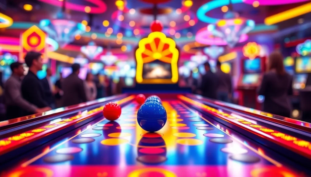 Analyze plinko game reviews with vibrant game board and players in a casino setting.