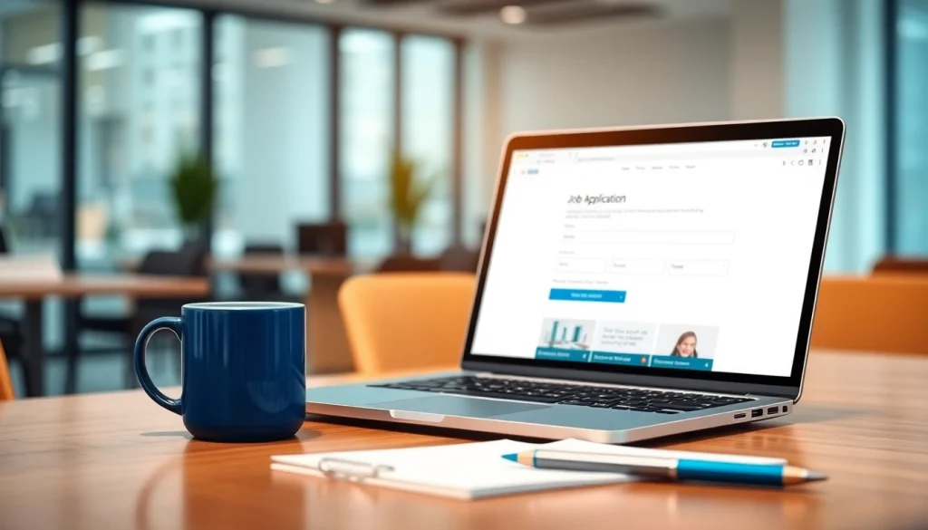 Secure your free job post with an engaging layout of a professional workspace.