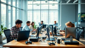 Feature article representing https://gamelevate.com gaming news team collaborating in a vibrant office.