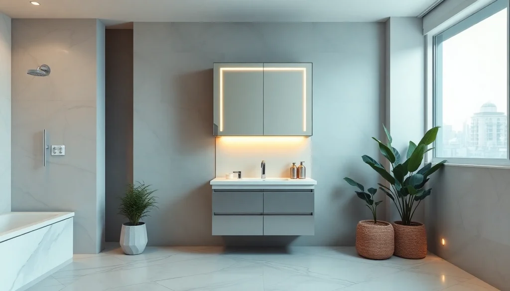 Erleben Sie den eleganten sonni Spiegelschrank mit sanfter Beleuchtung im modernen Badezimmer.