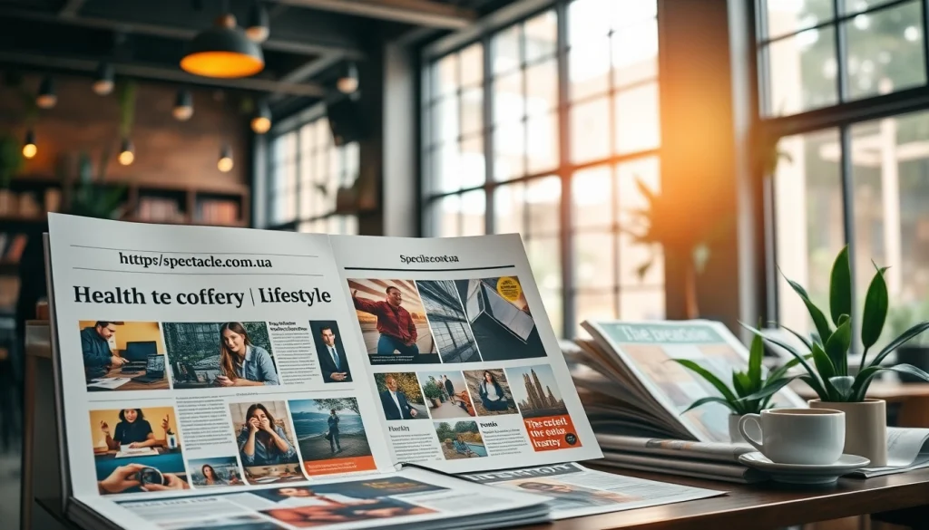 Engaging digital content from https://spectacle.com.ua displayed on a modern newsstand with vivid articles.