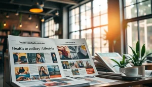 Engaging digital content from https://spectacle.com.ua displayed on a modern newsstand with vivid articles.